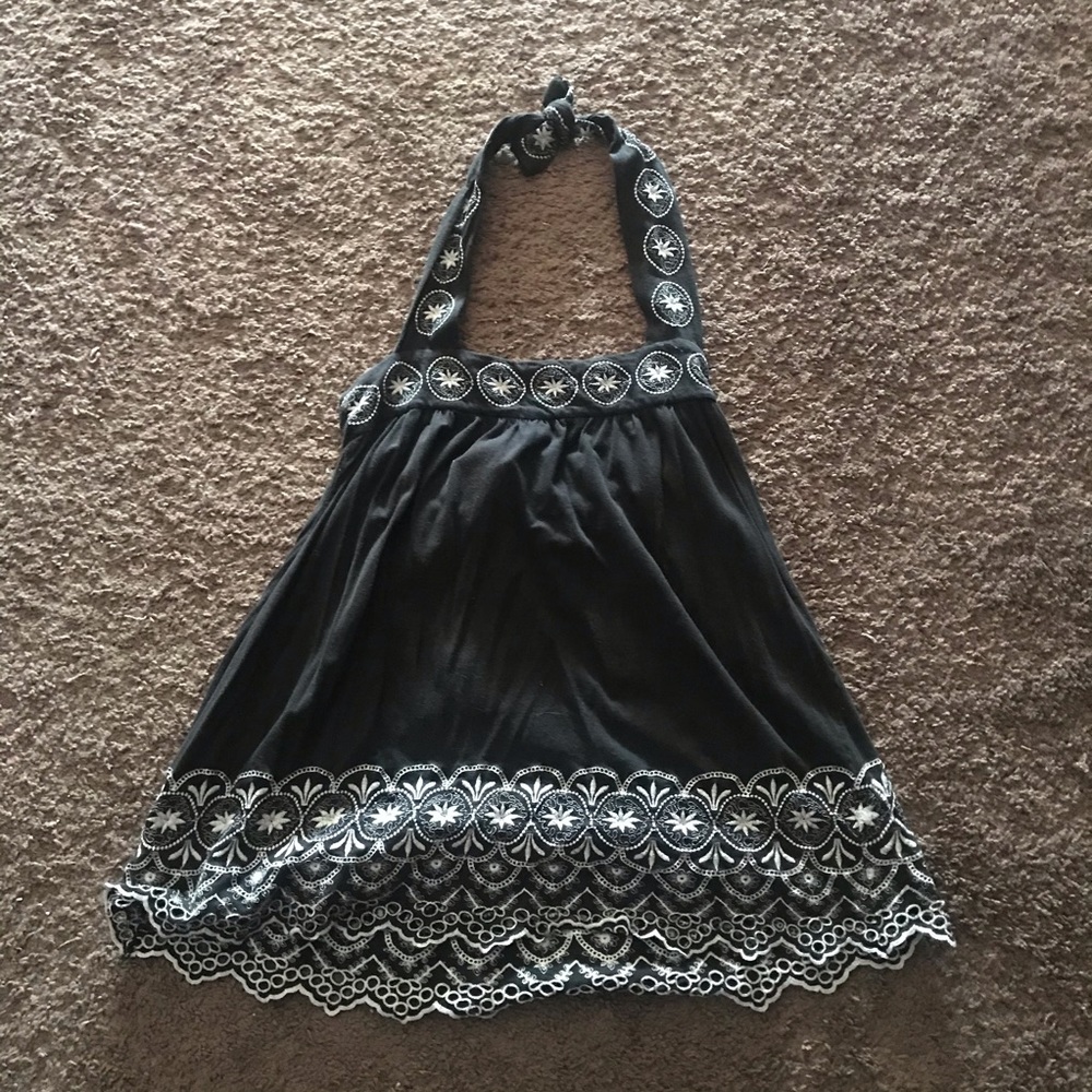 Black & White embroidery halter